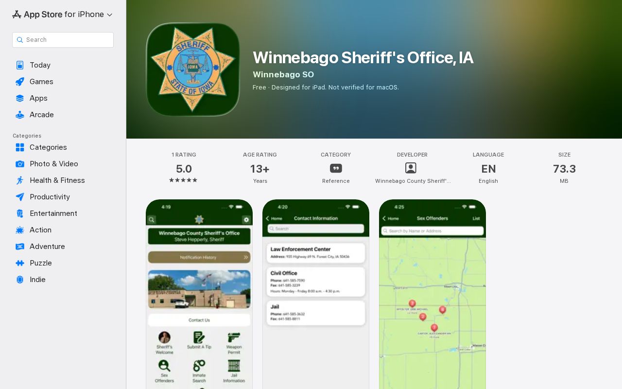 Winnebago County Sheriff app for inmate and arrest information